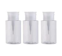 Milageto 3x Bouteille de distributeur de à liquide Push Down, plastique vide avec capuchons rabattables Récipient cosmétique professionnel transparent, 150ML