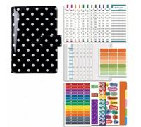 Milageto à Anneaux Cverture Simili Cuir Polyvalent Accessoires Portable Classeur Poche Intérieure pr Particuliers, Noir