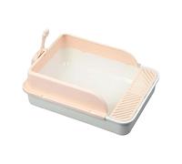 Milageto Bac à Litière Ouvert pour Chat Plateau Toilette Anti-éclaboussures avec Cadre Haut Boîte à Litière Chaton Démontable Matériau Facile à Laver A, Blanc et Rose XL