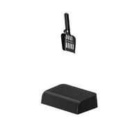 Milageto Bac à litière pour Chat, Accessoire de Nettoyage Anti- avec Fonction de Filtre, Repose-Pied Lavable pour Petits Chats et Chats âgés, Noir avec Scoop