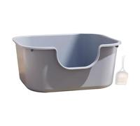Milageto Bac à Litière pour Chat avec Haut Rebord Plateau Toilette pour Animaux Bac à Sable pour Chaton Conteneur Litière Lapin Plastique Résistant Aux Chocs A, Bleu