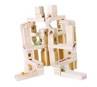 Milageto Bois marbre course bloc de construction activités d'apprentissage début éducatif Construction jeu ensemble jouet sensoriel pour cadeau d'anniversaire, 60PCS