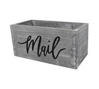 Milageto Boîte de rangement en bois pour courrier, boîte décorative pour enveloppes, panier de table rustique en bois pour comptoir d'entrée, Gris