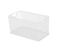 Milageto Boîte de Rangement pour CD, Panier de comptoir rectangulaire en Maille métallique, bac de Rangement Ouvert en Maille pour Chambre à Coucher, Blanc