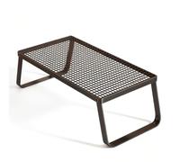 Milageto Bureau Portable Pliable Table Basse Compacte Plateau Ajouré Cadre Métallique Angle Renforcé Hauteur28cm Stockage Facile Adapté au Tatami Thé Collation, Grand 60x40x28cm, Noir