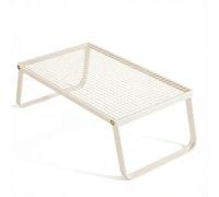 Milageto Bureau Portable Pliable Table Basse Compacte Plateau Ajouré Cadre Métallique Angle Renforcé Hauteur28cm Stockage Facile Adapté au Tatami Thé Collation, Petit 60x30x28cm, Blanc
