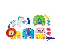 Milageto Cartes à, kit de couture, jouets de motricité, développement précoce, jouets d'enfilage, jeux de laçage en bois pour l'apprentissage, Faune