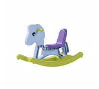 Milageto Cheval à Bascule Confortable, Cheval à Bascule 2-en-1 Multifonction en Plastique PP, Jouet Stables, Voiture à Pousser pour Enfants, Bleu Ciel