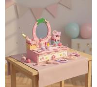 Milageto Coiffeuse Enfant Table de Maquillage Bureau Coiffeuse Vanity de Jeu en Bois Accessoires Complets pour Rôle Imitatif Développe Interaction Sociale et, Table Coeur