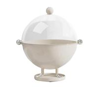 Milageto Corbeille à fruits avec couvercle, panier transparent sur pied avec plateau de drainage, récipient de rangement pour aliments, pour comptoir, cuisine, Blanc