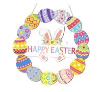 Milageto Couronne de Pâques, décoration murale, ornement de porche à suspendre, décoration de Pâques en bois coloré pour boulangerie, café, fêtes, Style A