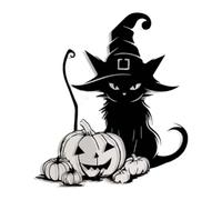 Milageto Décoration murale en métal, silhouette de chat, décoration murale, cadeau mignon et effrayant, d'Halloween pour couloir, chambre à coucher, avec Chapeau