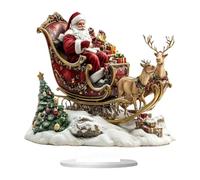 Milageto Décoration Père Noël 2D en Acrylique, Présentoir de Bureau, Ornement de Noël Moderne 20cm, Œuvre d'art Plat avec Support pour Table de Salon et Bureau, Idée Cadeau Festif, Style B