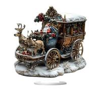 Milageto Décoration Père Noël 2D en Acrylique, Présentoir de Bureau, Ornement de Noël Moderne 20cm, Œuvre d'art Plat avec Support pour Table de Salon et Bureau, Idée Cadeau Festif, Style A