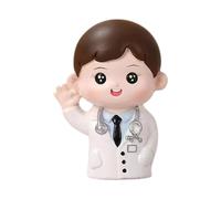 Milageto Docteur Statue Resin Sculpture Miniature Cake Decoration Angel in White Figurine Cake Topper pour un salon anniversaire, Médecin