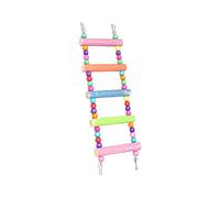 Milageto Échelle Oiseau Jouet Échelle Bois Jouet Mâcher Support Perchoir Oiseau Bois Assemblage Simple Convient pour Perruches Oiseaux de Compagnie Act, Cinq nœuds givrés