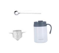 Milageto Ensemble de cafetière isotherme 500 ml pour garder le café chaud ou froid, carafe à café avec compte-gouttes pour camping, maison, pique-nique, Blanc