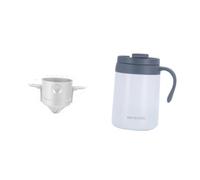 Milageto Ensemble de cafetière isotherme 500 ml pour garder le café chaud ou froid, carafe à café avec compte-gouttes pour camping, maison, pique-nique, Blanc Sans Cuillère