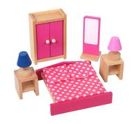 Milageto Ensemble de Meubles en Bois pour Maison de poupée, décoration Miniature, Accessoires pour Petite Maison, Cadeau d'anniversaire pour Enfants de 3 à, Bedroom