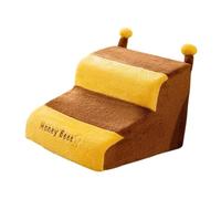 Milageto Escaliers pour Chien étape de Chien 2 étape avec Couvercle Lavable pour lit Haut lit Doux commodiable étape de Compagnie de Compagnie pour Animaux de, Jaune Marron