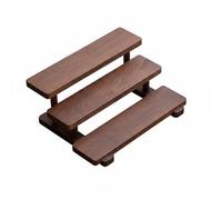 Milageto Étagère de Présentation à Trois Niveaux Support Plateau Piédestal en Noyer Lisse pour Présenter Miniatures et Souvenirs Structure Étagée pour