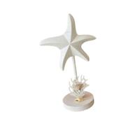 Milageto Étoile de mer décorative en bois, ornement de bureau sur le thème de l'océan, figurine d'étoile de mer, statuette décorative pour armoire, Blanc