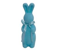 Milageto Figurine de lapin de Pâques floqué, décoration de Pâques, statue de lapin créative avec nœud papillon pour salon, bureau ou étagère, Bleu