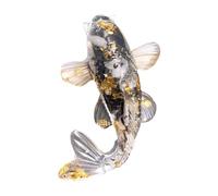 Milageto Figurine de Poisson Koi, Mini Statue de Poisson Feng Shui à Collectionner, Sculpture en résine, Ornement Porte- pour la Maison, la Voiture, Une, Noir