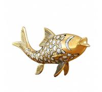 Milageto Figurine Poisson en Cuivre Texturé Statute Poisson Écailles Argeées Réfléchis Sculpture Décorative pr lon, Console, L