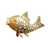 Milageto Figurine Poisson en Cuivre Texturé Statute Poisson Écailles Argeées Réfléchis Sculpture Décorative pr lon, Console, S