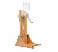 Milageto Fontaine à Boire Murale pour Chats Distributeur d'eau Abreuvoir Support Nourrisseur en Bois Bouteille Transparente Buse INOX Montage au Mur Profil, Gris, Chêne avec Distributeur D Eau