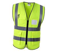 Milageto Gilet de Sécurité Réfléchissant Mesh Vêtements de Travail Respirants avec Poches et Fermeture, Jaune, Taille Trop Petite, Veuillez Choisir Taille Supérieure, XL