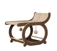 Milageto Griffoir pour Chat Griffoir Canapé Lit Chaise Jouet avec Cadre Rigide en Bois et Tapis à Griffer Étagère Ouverte Inférieure Boules à Corde Convient au, Chinois Rétro Noyer