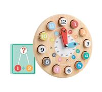 Milageto Horloge en bois, trieur empilable, coloré, jouet éducatif, puzzle de chiffres portable pour l'enseignement du temps, cadeau pour bébé de 1 à 3 ans