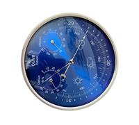 Milageto Hygromètre Mural Baromètre Thermomètre Analogique Instrument Météo Rond à Cadran Combiné Pression Température Humidité Lunette Métallique et Écran, Bleu
