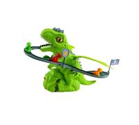 Milageto Jeu de course de poursuite de dinosaures électrique, montagnes russes, jouet de fête amusant avec musique et piste lumineuse, jouet coulissant pour, Vert