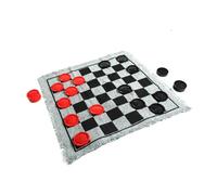 Milageto, jeu de jardin intérieur et extérieur, grand tapis de 3 en 1, plateau Tic TAC, dames géantes, GRIS (Échecs non inclus)