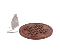 Milageto Jeu de société solitaire en bois, jeu de société européen, jouet d'échecs simple, jeu de société rond Peg Solitaire Puzzle Toy pour 1 joueur enfants