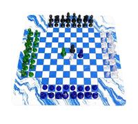 Milageto Jeu D'échecs à Quatre Jeurs Multijeur Échiquier International 35 × 35 Cm Brillant Jeu D'échecs Pièces en Plastique Traparent pr Familles, sans
