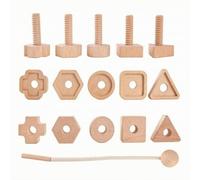 Milageto Jeu Formes Géoméques | Pr Coordination Œil-Main, J à Enfiler à Visser en Bois Naturel, sans Écran, École Maternelle, Pits