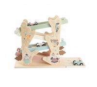 Milageto Jouet de Glisse à Plusieurs Niveaux Éducatif Voiture de Glisse en Bois Coordination Œil-Main Toboggan Voitures pour Jeunes Enfants, Maison