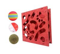 Milageto Jouet de Puzzle interactif pour Chat, Jeu de Labyrinthe Amusant en Feutre avec Clochette et balles, Jeu d'esprit, boîte de Mental pour Chatons, Rouge 40cm