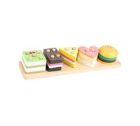 Milageto Jouet de Tri et D'Empilage Jeu Pédagogique Blocs de Reconnaissance En Bois Puzzle de Couleurs pour Stimuler La Créativité Adapté à L'Apprentissage Pré, Nourriture