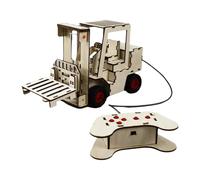 Milageto Jouets éducatifs à faire soi-même, jouets de construction mécaniques en bois, technologie de chariot élévateur télécommandé, petite production pour