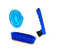 Milageto Kit de pour Chevaux 3 pièces : étrille, Brosse Professionnelle, Pieds et Brosse pour débutants, de Concours et de mue, Bleu