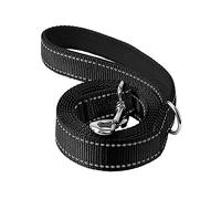 Milageto Laisse Réfléchissante pour Chien Résistante Laisse de Formation en Nylon Robuste Poignée Douce Rembourrée Anneau D Polyvalent Adaptée à E, Noir