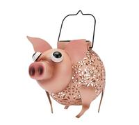 Milageto Lampe Solaire de Jardin en Forme de Cochon, luminaire décoratif d'intérieur, idéal pour Une Ambiance de Ferme ou comme Lanterne Artisanale en Fer,