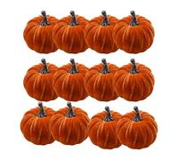 Milageto Lot de 12 Citrouilles Artificielles en Velours avec Intérieur Mousse, Mini Citrouilles Fausses Automne Décoration, Décoration de Fête pour Thanksgiving, Halloween, Maison, Aucun Cordon