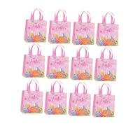 Milageto Lot de 12 sacs fourre-tout non tissés avec poignée pour paniers de Pâques, parfaits pour les activités familiales et les fêtes de Pâques, Rose