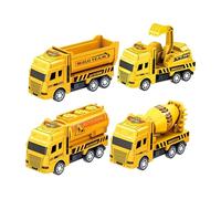 Milageto Lot de 4 véhicules de chantier à friction, coffret cadeau jaune, récompenses scolaires, jouet pour enfants de 3 ans et plus, articulations mobiles.